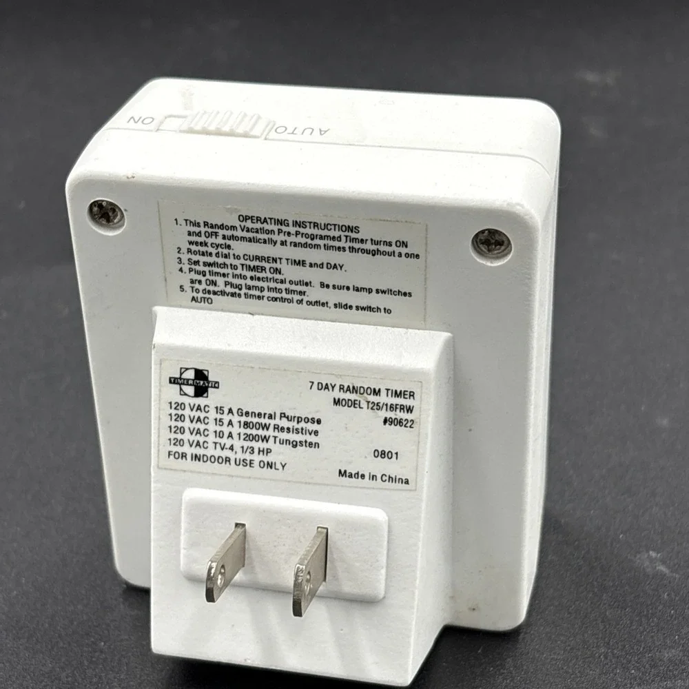 Timermatic Set-N-Go  Timer  Electric‎ Outlet Random Timer White Model T25